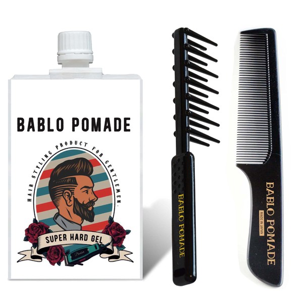 Bablo Pomade Hair Gel Super Hard & Gel Comb & Men's Comb Comb Set Hair Grease Hair Styling Barber
