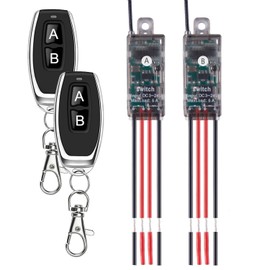 ZHOFONET Wireless Light Switch and Receiver Kit,2 Way 1 Channel Wireless Lights Switch Kit,DC 5V/12V/24V/ 5A Relay with 164ft Long Range for LED Light,Ceiling Lights,Wireless Security Alarm.