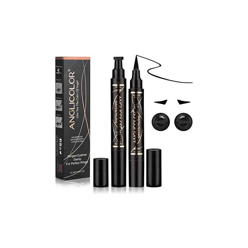 Sellos delineador ojos waterproof Anglicolor 2‑Pack negro – cat eye