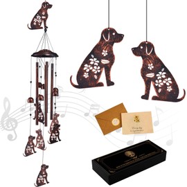 Dog Wind Chimes for Outside, Metal Windchimes Outdoors Clearance with 4 Aluminum Tubes, Garden Patio Yard Home Decor, Dog Gifts for Pet Lovers Women Men Mom Grandma, Unique Festival Birthday Gift