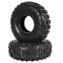 4.10/3.50-4 Tire 4-Ply,RUTU 4.10-4 10 X 3.50 Off Road Heavy Duty Tires for 4 Wheeler Lawn Mower Go Kart Handcart Garden Trailer