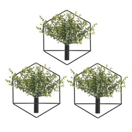 Pretty Jolly Wall Decor, Hexagonal Wall-Mounted Metal Wall Decor, Hanging Artificial Plant Indoor Display, Wall Art Living Room, Bedroom, Honeycomb Greenery Wall Decor 3 Pack Black Eucalyptus