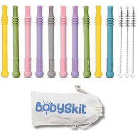 Tubos de Dentición Flexibles para Bebés - Sorbetes Fáciles de Sostener y Limpiar, Bastón de Silicona Seguro para Bebés de 0-6 Meses