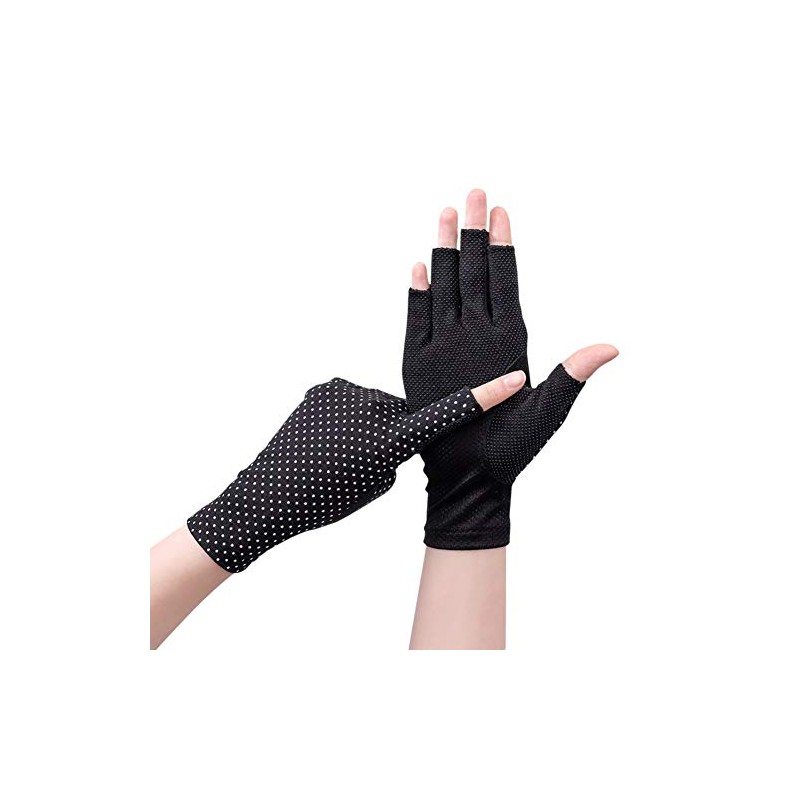 Euyqs Fingerless Gloves, Women's Gloves, Summer, Sunscreen, Smartphone Compatible, Cotton,
