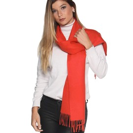 Evelyn Brooks Designs Luxury 100% Pure Peruvian Baby Alpaca Reversible Wool Scarf for Men & Women (Orange)