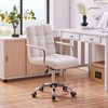 Yaheetech White Desk Chairs with Wheels/Armrests Modern PU Leather Office