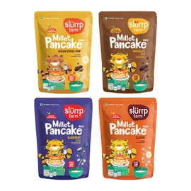 Slurrp Farm Millet Pancake Mix Combo | Banana Choco Chip, Chocolate, Blueberry & Classic | No Maida, No Refined Sugar | Healthy Breakfast for Kids & Adults | 5.29 Oz (Pack of 4)