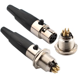 RUNCCI-YUN Set of 2 mini 6-pin XLR connectors, XLR male and females, microphone cable plug, microphone audio jack, XLR solder connection, XLR mounting socket