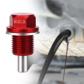 YIBEICO M14×1.5 Car Magnetic Oil Drain Plug Removal Tool, Aluminum Oil Pan Sump Drain Nut Bolt Screw Repair Kit, Replacement for Ford for Honda (Red)
