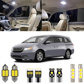 Xpismii 18 Piece 6000K White Odyssey Interior LED Light Kit Package Replacement for Honda Odyssey 2011 2012 2013 2014 2015 2016 2017, with Placement Diagram and Install Tool