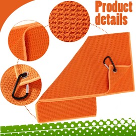 Remagr 4 Pack Golf Towel for Bags Microfiber Fabric Towel Bag with Clip Waffle Pattern Golf Accessories for Men Women Ball Club Set, Multiple Colors(Yellow, Orange, Light Purple, Rose Red)