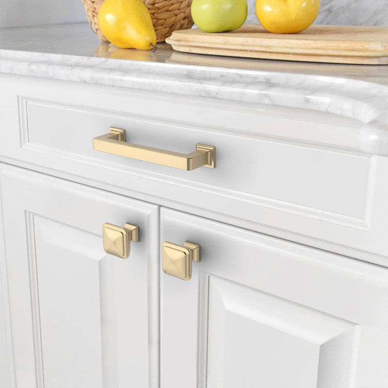 Amerdeco 10 Pack Brushed Brass Cabinet Pulls 3 Inch(76MM) Hole