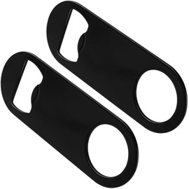 BEIQIYA 2pcs Flat Bottle Openers, Portable Manual Bottle Opener, Stainless Steel Cap Opener for Kitchen Restaurant Bar Party- Black