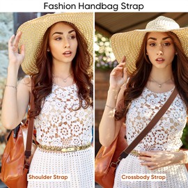 Muteffcase Purse Strap Wide Replacement Crossbody Bag Straps, 1.5" Canvas Handbag Shoulder Strap, Adjustable Tote Belt, Gold 1.5" - Brown and Cream, 1.5“/3.8cm, Soft