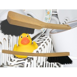 MAAJ Set of 2 Dish Washing Brushes Natural Wood Soft Horsehair + Beard Graduated – Made in Germany – Plastic-Free