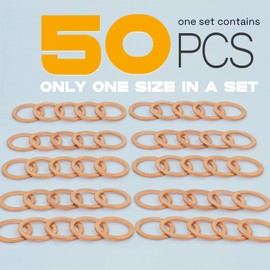 M-CUBED, 50 juntas de tapón de drenaje de aceite M16, arandela de aplastamiento de cobre, anillo de sellado de 16 mm x 22 mm x 1,5 mm