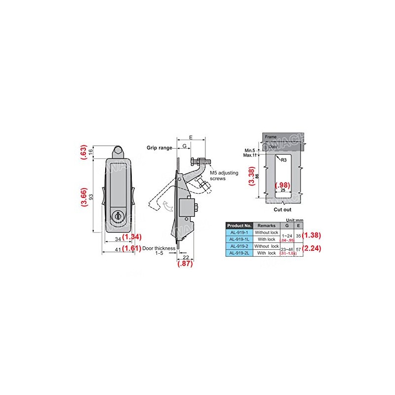 Compression Latch (OWACH AL-919-1L) Replace Southco C2-32-25 Flush Lever Adjustable