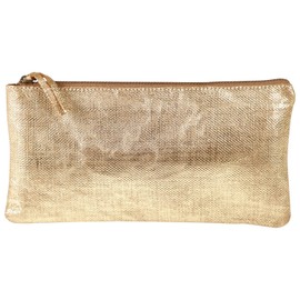 Clairefontaine Kleo Patra 410037C Pencil Case Flat Lambskin Leather 22 x 11 cm Gold