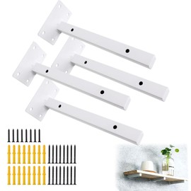 Pack of 4 Wall Brackets Shelf Support, Shelf Bracket, Floating Heavy Duty Bracket, Wall Shelf, Goods Holder, Shelf Brackets for Wall Console, White, Made of Stainless Steel, 30 kg Load Capacity (20