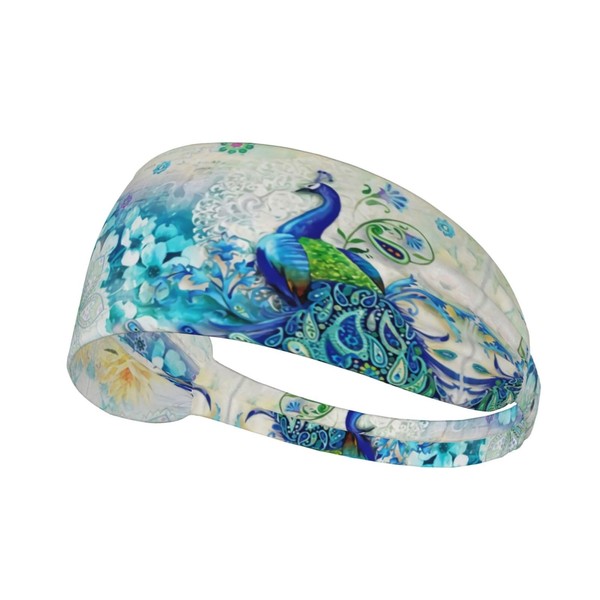DSSWTP Peacocks and Flowers Workout Headbands Fashion Sports Sweatbands Yoga