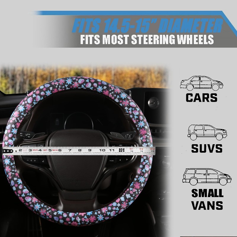 SthExtra Leather Steering Wheel Cover for Men Women with Upgraded