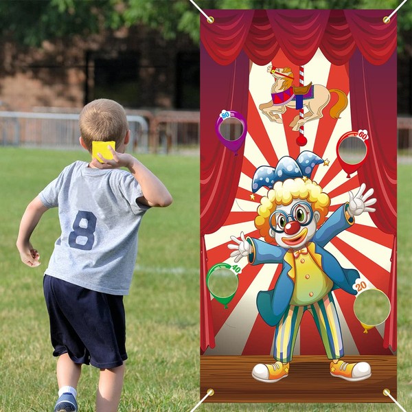 Outdoor Toys for Children, Launch Games with Circus Clown Banner and 3 Bean Bags, Kids Toys for Birthday Parties, Carnival, Indoor Games, Outdoor, Garden