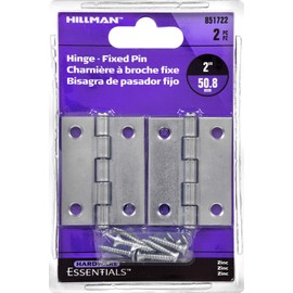 Hillman Hardware Essentials 851722 Light Narrow Door Hinges and Fixed Pin Zinc 2" -2 pack