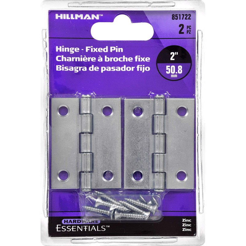 Hillman Hardware Essentials 851722 Light Narrow Door Hinges and Fixed
