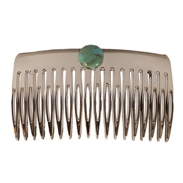 Caravan French Comb Decorated with Turquoise Bead, Gold