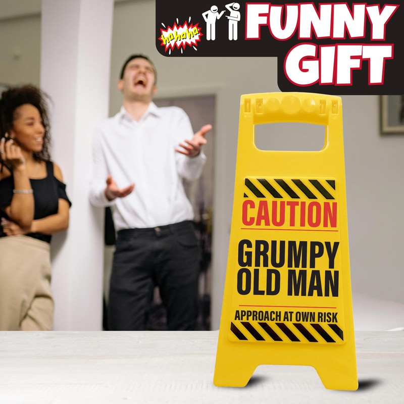 Boxer Gifts Caution Grumpy Old Man Novelty Warning Sign -