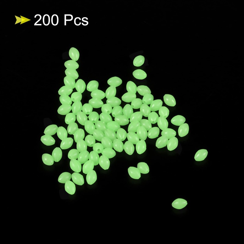 PATIKIL 200pcs 4x3mm Luminous Fishing Beads Soft Plastic Glow Bait