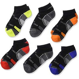 Fruit of the Loom Boys' 6 Pack No Show Everyday Active Socks (Medium (Shoe Size 9-2.5), Black Assorted)