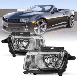 SOCKIR Headlight Assembly Fit for 2010 2011 2012 2013 Chevy Camaro OE Style Factory Halogen Front Headlamp Replacement LH+RH Chrome Housing