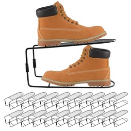 Vzpinko Metal Shoe Slot Organizers Iron Shoe Stacker Storage Shoe Double-Layer Display for Cabinet Closet Narrow Space Shoe Organizers Black 20Pack