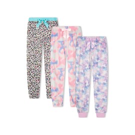 Sleep On It Girls Pajama Pants 3 Pack Fleece and Jersey Sleep Pants with Elastic Waist Assorted Prints Sizes 7-16