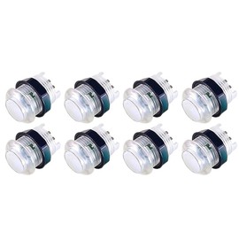 Arcity 8 Pcs 28mm Arcade Push Buttons Flash LED Illuminated Shining Light White Buttons Buttons 5V with Built-in Microswtich for Arcade Machine Video Game Console DIY Kit