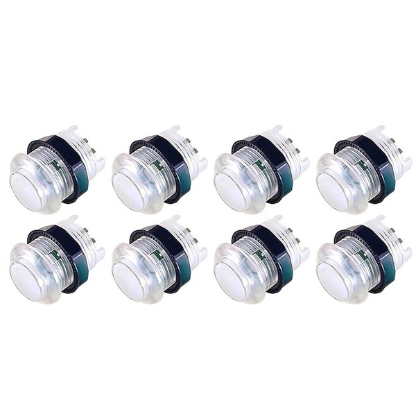 Arcity 8 Pcs 28mm Arcade Push Buttons Flash LED Illuminated