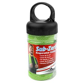 ProActive Sports Sub Zero 2.0 Evaporative Cooling Sport Towel 40" x 12" in Carabiner Storage Tube, Lime