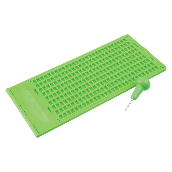 Braille Slate and Stylus Kit 9 Lines x 30 Cells - Green Plastic