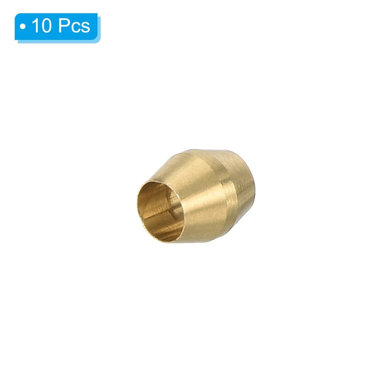 PATIKIL 1/8" ID Compression Sleeve Ferrules, 10 Pack Brass Sleeve
