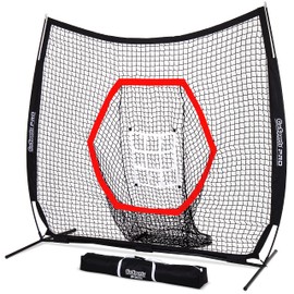 GoSports 7 ft x 7 ft PRO Baseball & Softball Practice Hitting & Pitching Net with Bow Type Frame, Carry Case and Strike Zone, Ultimate Training Net