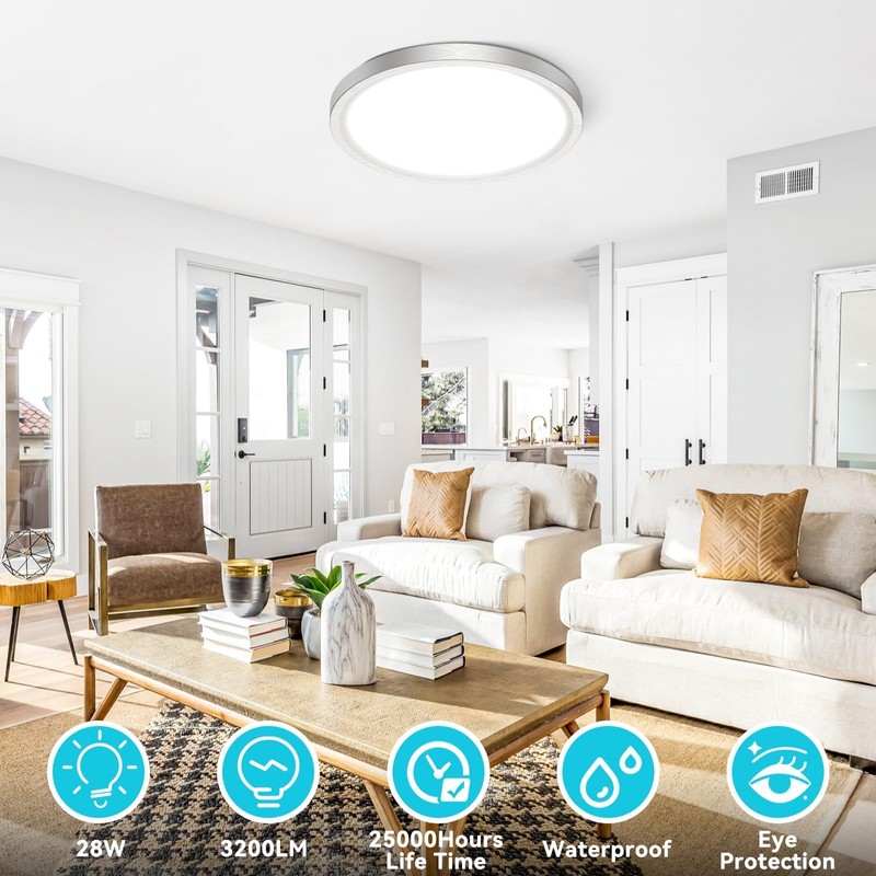 libtit 12 inch Flush Mount LED Ceiling Light Fixture, 3000K