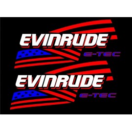 evinrude 2 - 15" Evinrude flag graphics ETEC Outboard decals marine vinyl