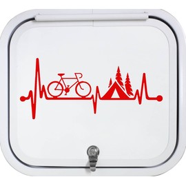 Bluegrass Decals L1072 Bicycle Tent Camping Heartbeat Lifeline Decal Sticker (Red)