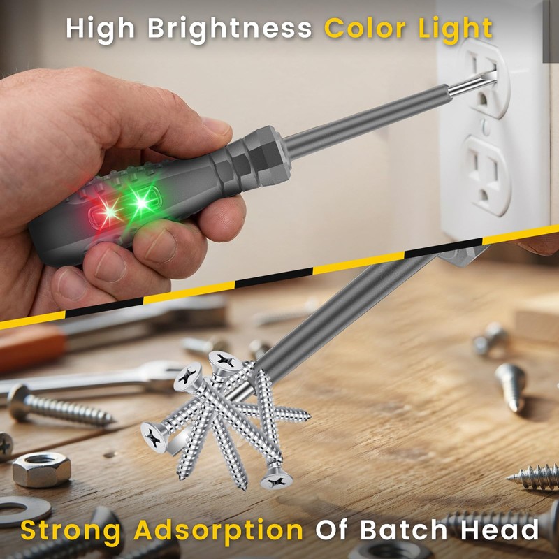 2Pcs High Torque Voltage Tester Screwdriver Set, 2-in-1 Non Contact/Contact