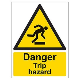 V Safety Danger Trip Hazard Warning Sign - 150mm x 200mm - 1mm Rigid Plastic