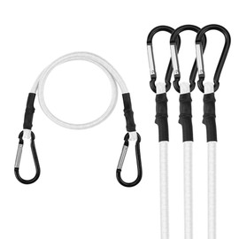WORKPRO 24 Inch Bungee Cords with Hooks, 4 Pack Superior Rubber Heavy Duty Bungee Straps Strong Elastic Rope for Outdoor Tent, Luggage Rack, Camping, Cargo, RV, Bike, Transporting, Storage, White