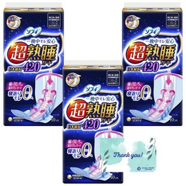 Sofy Super Sleep Guard 420 RPJ Set with Wings for Heavy Daily, 10 Sheets x 3 Pieces, 16.5 inches (42 cm)