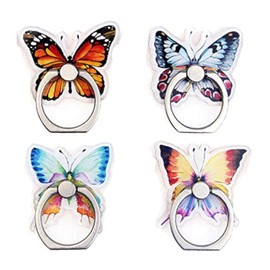 4Pack Phone Ring Holder Stand, Cute Butterfly Phone Stand Holder 360 Rotation Finger Ring Grip for Cellphones (Butterfly Phone Grip)
