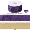 CABODYALS 2.5 Inch Purple Velvet Ribbon Wide Gold Edge Ribbon